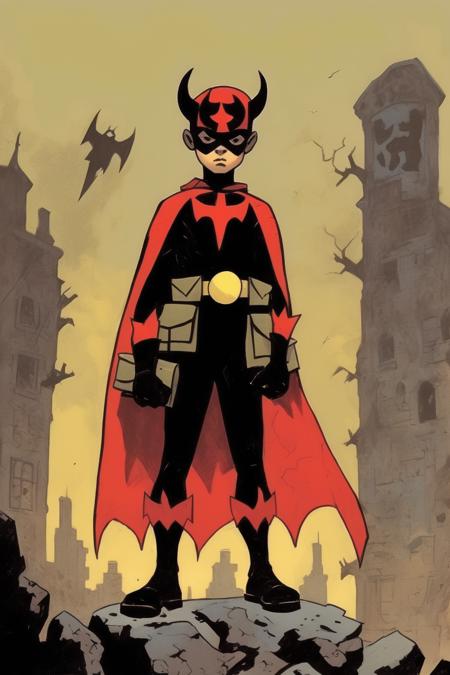 00373-77825992-_lora_Mike Mignola Style_1_Mike Mignola Style - pre-teen superhero wearing a devil costume during World War Two x Mike Mignola.png